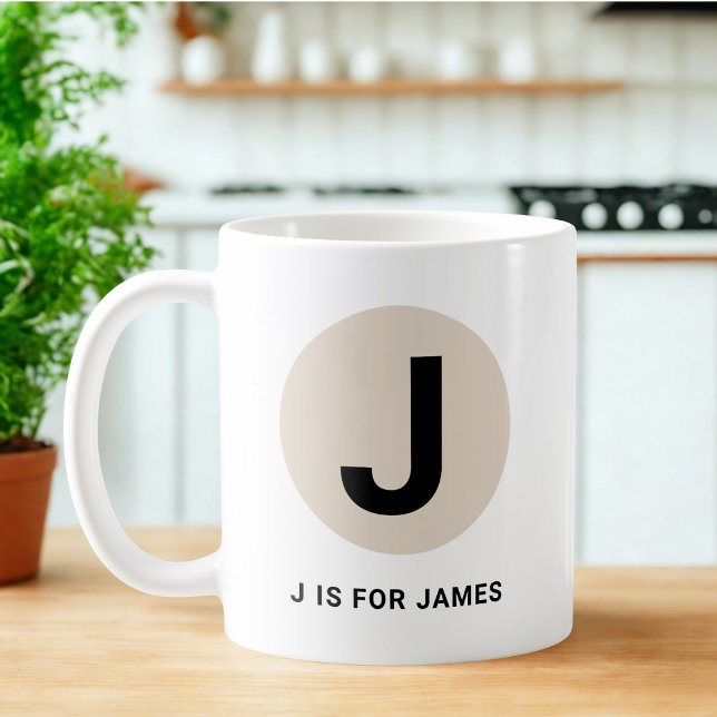 Modern Initial Mug – “J is for [Name]” Design Kaffemugg (Skapare uppladdad)