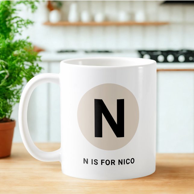 Modern Initial Mug – “N is for [Name]” Design Kaffemugg (Skapare uppladdad)