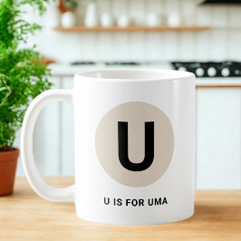 Modern Initial Mug – “U is for [Name]” Design Kaffemugg