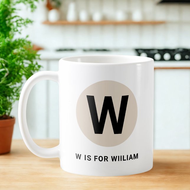 Modern Initial Mug – “W is for [Name]” Design Kaffemugg (Skapare uppladdad)