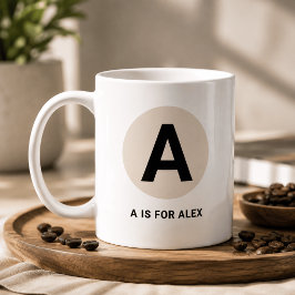 Modern Initial Mugg – “A är för [Namn]” Design
