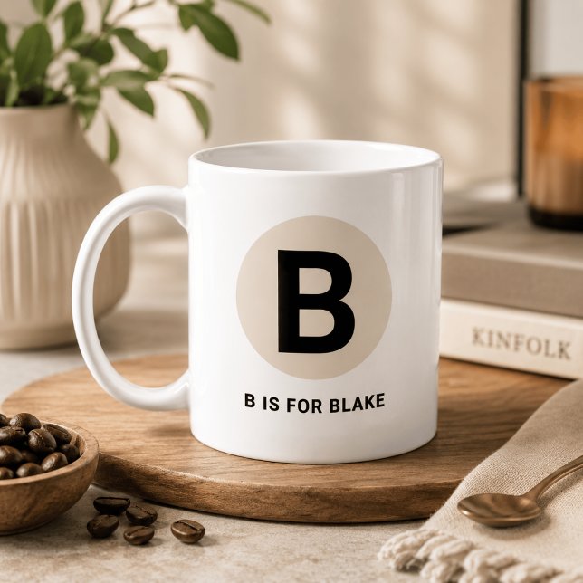 Modern initial mugg – “B är för [Namn]” Design (Skapare uppladdad)