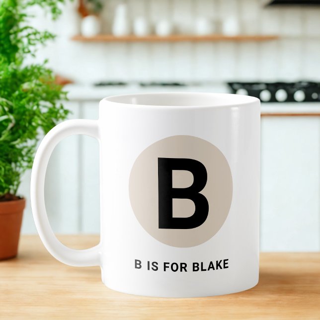 Modern initial mugg – “B är för [Namn]” Design (Skapare uppladdad)