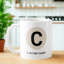 Modern initial mugg – “C är för [Namn]” design
