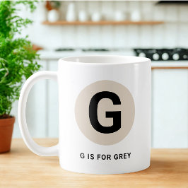 Modern initial mugg – “G är för [Namn]” Design