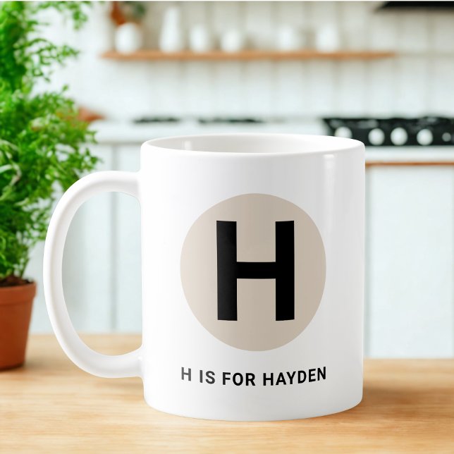 Modern Initial Mugg – “H är för [Namn]” Design (Skapare uppladdad)
