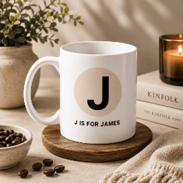 Modern Initial Mugg – “J är för [Namn]” Design