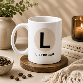 Modern initial mugg – “L är för [Namn]” Design
