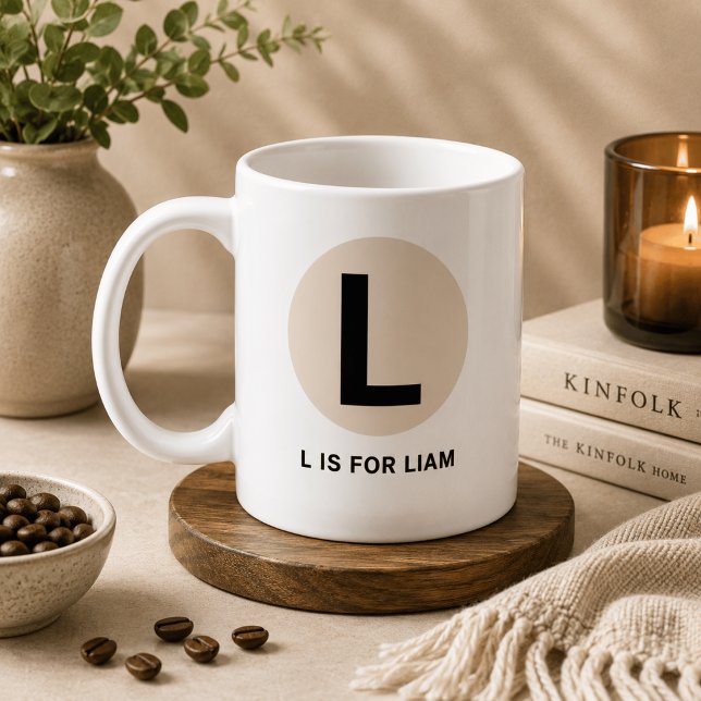 Modern initial mugg – “L är för [Namn]” Design (Skapare uppladdad)