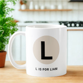 Modern initial mugg – “L är för [Namn]” Design