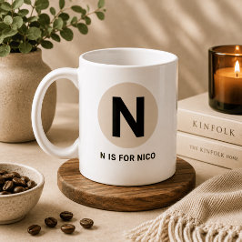 Modern Initial Mugg – “N är för [Namn]” Design