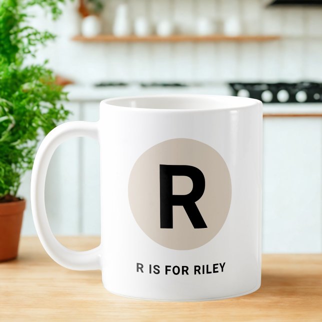 Modern Initial Mugg – “R är för [Namn]” Design (Skapare uppladdad)