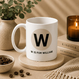 Modern Initial Mugg – “W är för [Namn]” Design