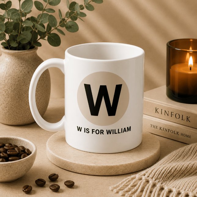 Modern Initial Mugg – “W är för [Namn]” Design (Skapare uppladdad)