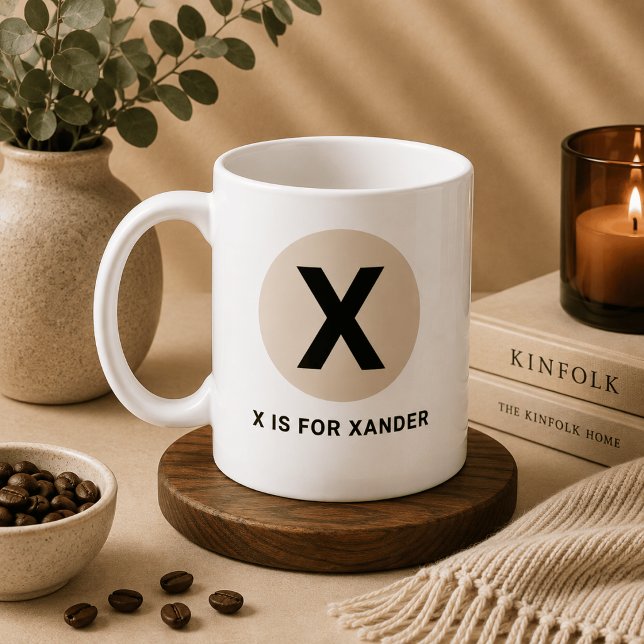 Modern Initial Mugg – “X är för [Namn]” Design (Skapare uppladdad)