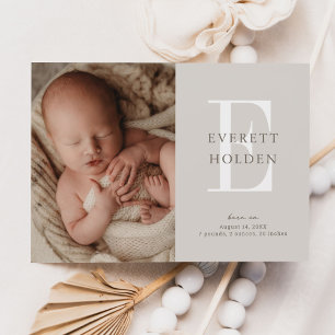 Modern initial Neutralt Baby trefoto Birth Meddelande