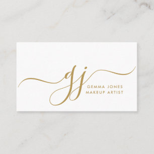 Modern Initialer Makeup Artist i Guld-skript Visitkort