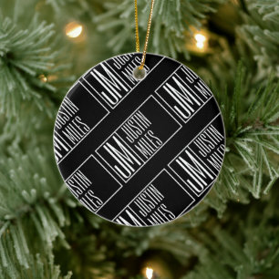 Modern Initialer med Namn Monogram Mönster Julgransprydnad Keramik