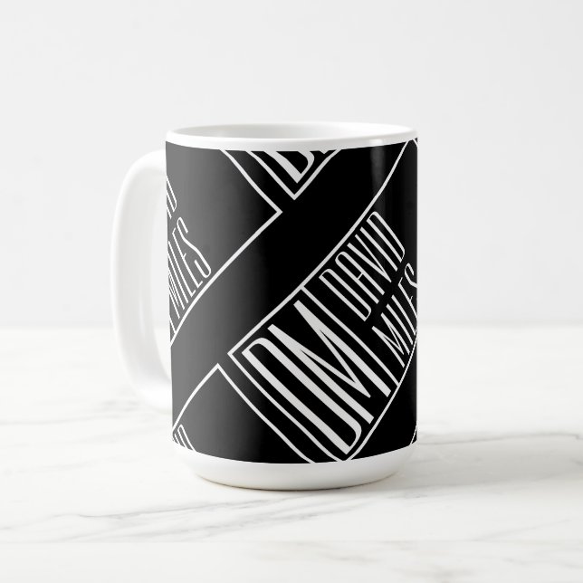 Modern Initialer med Namn Monogram Mönster Kaffemugg (Framsida vänster)