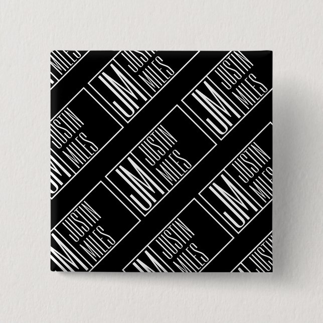 Modern Initialer med Namn Monogram Mönster Knapp (Framsida)