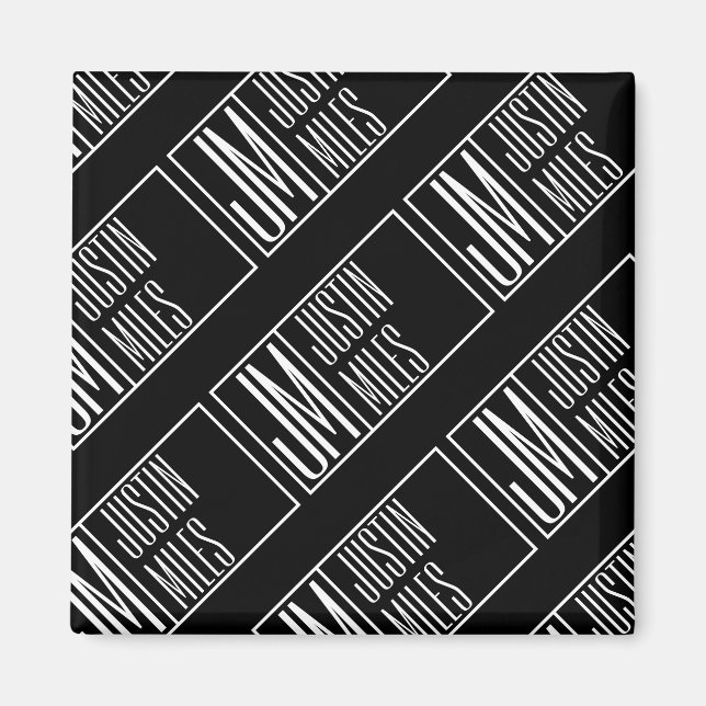 Modern Initialer med Namn Monogram Mönster Magnet (Framsidan)