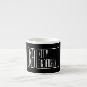 Modern Initialer & Namn Logotyp Svartvitt Espressomugg