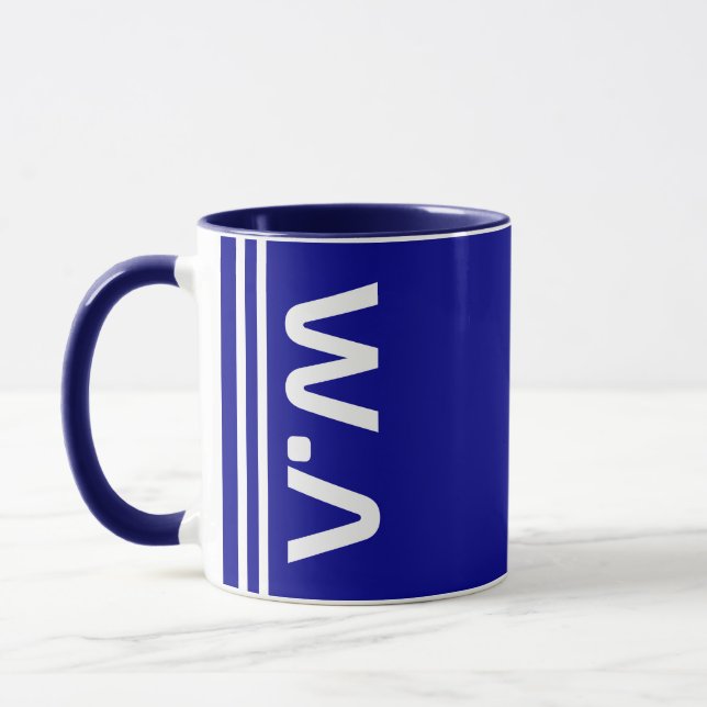 Modern Initialer och Namn | Bästa monogrammarblå Mugg (Vänster)