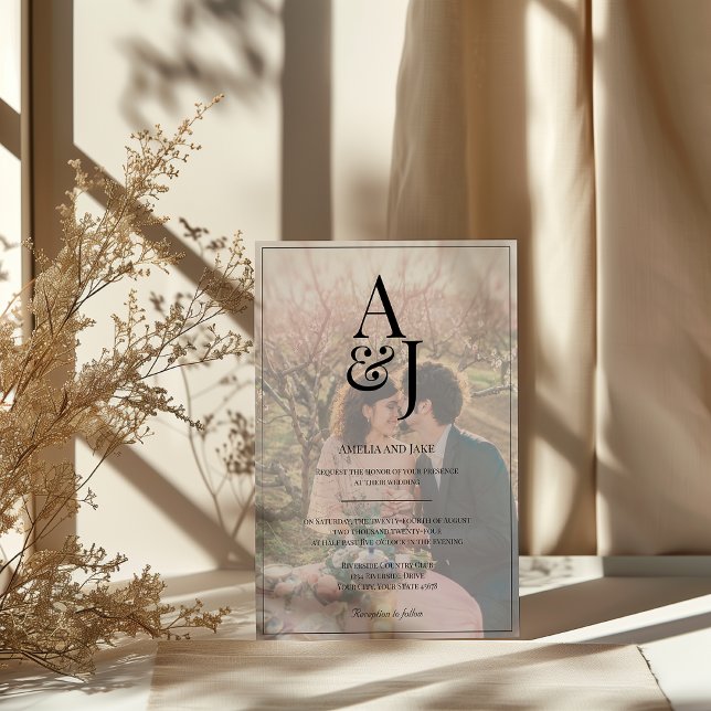 Modern Initialer-täckt inbjudan till fotobröllop (Skapare uppladdad)