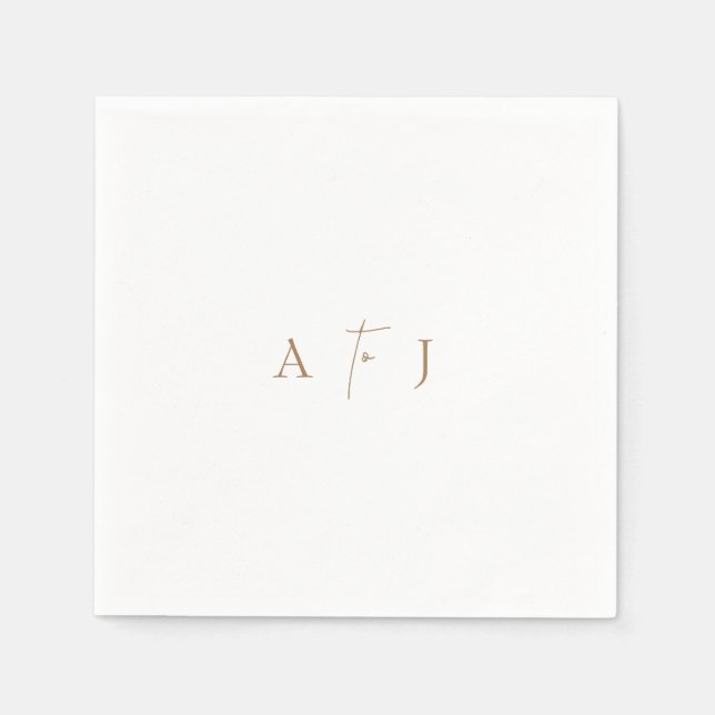 Modern Initialer "till" Bröllop Guld Cocktail Pappersservett (Framsidan)