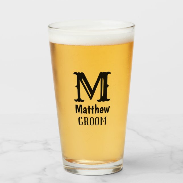 Modern Initialmonogram för Brudgum Glaskopp (Framsida fylld)