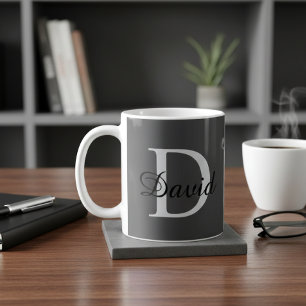Modern initialmugg med monogram och namn Elegant Kaffemugg