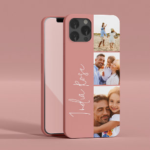 Modern inledande monogram för fotokollage ro rosa