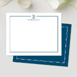 Modern inledande Mörk blått marin Gräns-station Anteckningskort<br><div class="desc">Den här designen har en tunn dubbla gräns med utrymme för ett monogram och namn/text överst. Klicka på knappen Anpassa om du vill justera inslagen och/eller ändra texten ytterligare! Det finns variationer i denna utformning, ytterligare färg och samordnade produkter i vår butik, zazzle.com/store/doodlelulu. Kontakta oss om du behöver den här...</div>