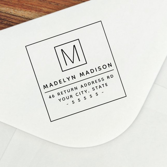 Modern inledande returadress i monogram stämpel (Skapare uppladdad)