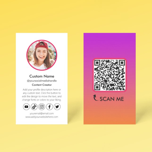 Modern Innehåll Creator Social Media Influencer Visitkort (Modern Content Creator Social Media Influencer Business Card
)