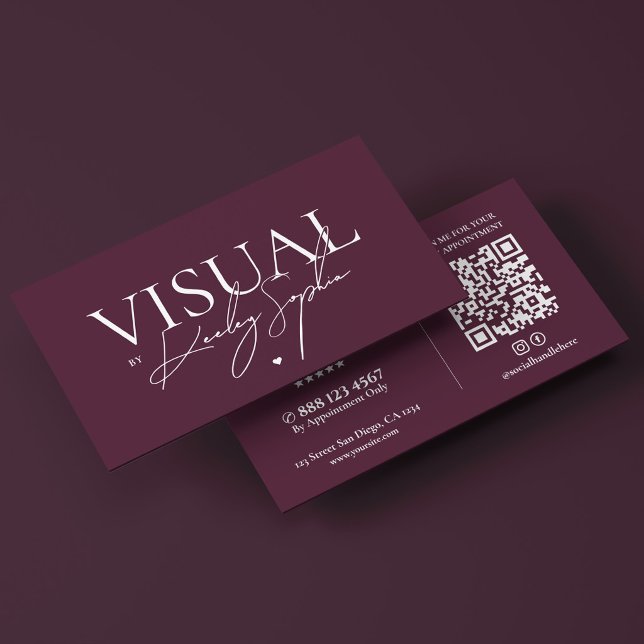 Modern innehållsskapare Fotograf Djup Plommon Visitkort (Modern Content Creator Photographer Deep Plum Business Card
)