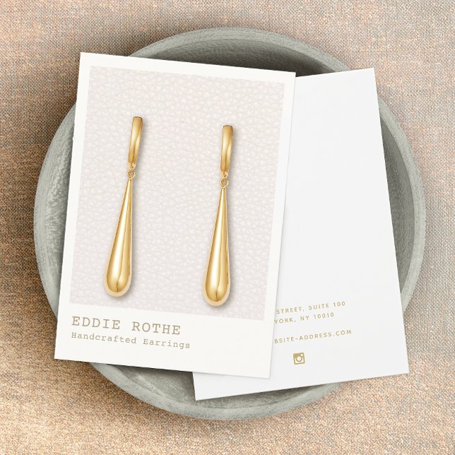 Modern innehavare av  Rosa Leather Earring Visning Visitkort (Skapare uppladdad)