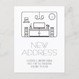 Modern Insida Black White Nytt adress vykort