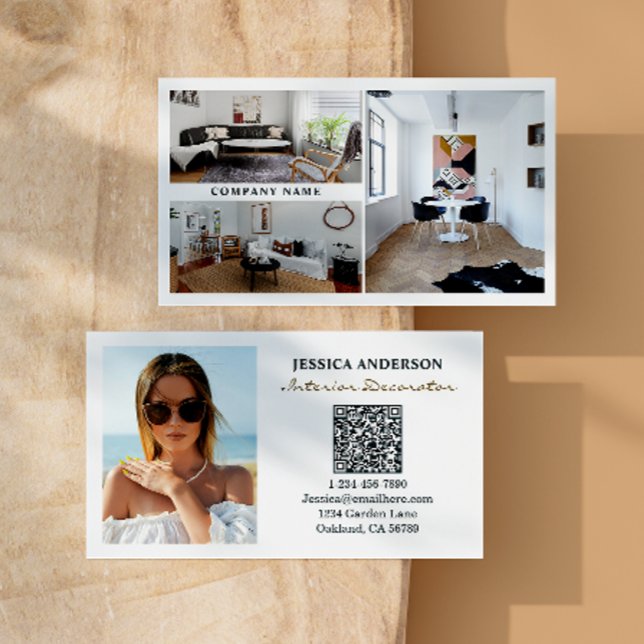 Modern Insida-dekorator för fotot QR-kod Visitkort (Make an impact with these professional business cards, showcasing your brand and credibility.)