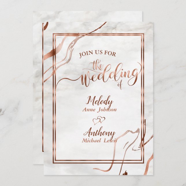 Modern inspiration från koppar och italienska Marb Inbjudningar (Fram/baksida)