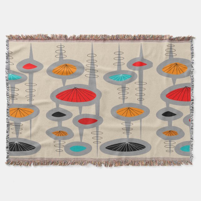 Modern, inspirerad väv med mitten av århundradet n mysfilt (Framsidan)