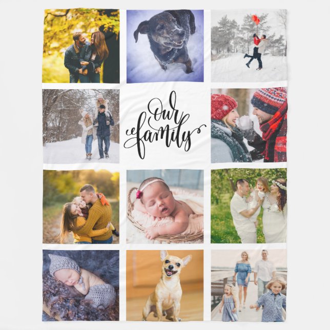 Modern Instagram Photo Collage our Family Fleecefilt (Framsidan)