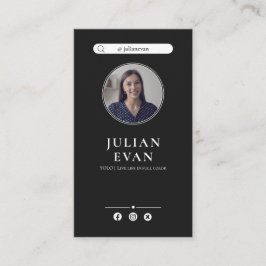 Modern Instagram Professionell Black Photo Visitkort