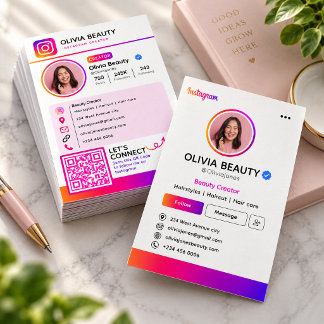 Modern Instagram-profilstil med QR-kod Visitkort