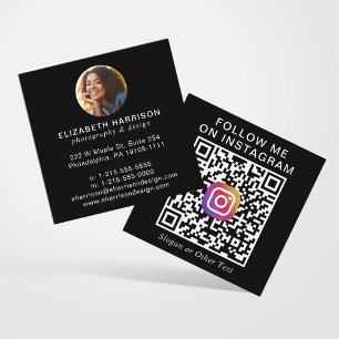 Modern Instagram QR-kod Foto Svart Fyrkantigt Visitkort