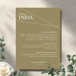 Modern Intersecting Lines Wedding Guest Info Card Tilläggskort