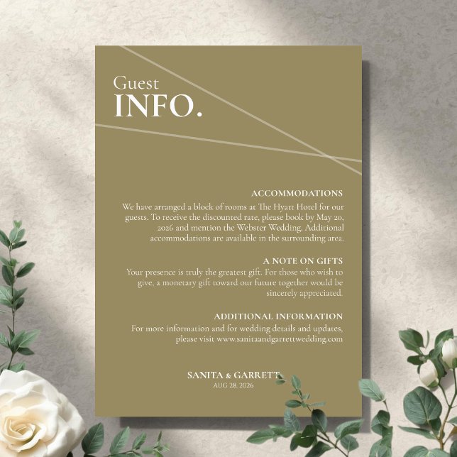 Modern Intersecting Lines Wedding Guest Info Card Tilläggskort (Skapare uppladdad)