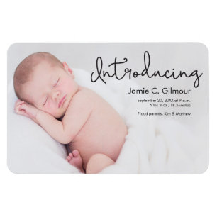 Modern introduktion av Baby Foto-födelsemeddelande Magnet