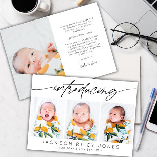 Modern introduktion av Baby Newborn 3 Photo Collag Meddelande