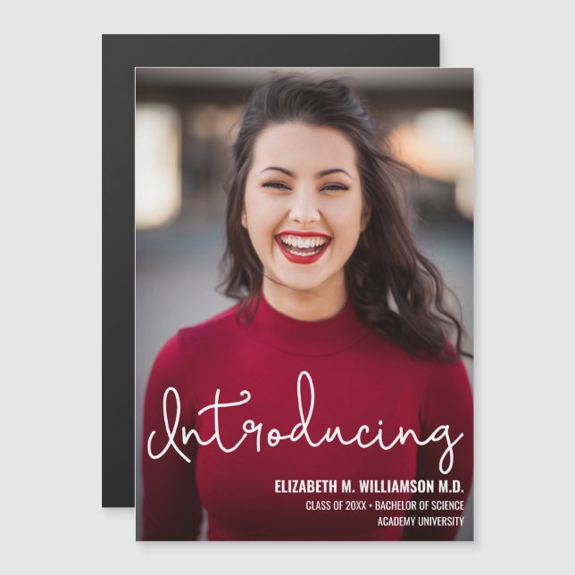 Modern introduktion av Doktor Student Magnetisk Inbjudningskort (Fram/baksida)